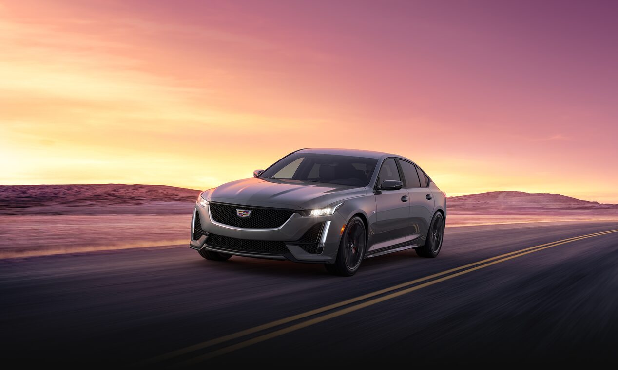 The Luxurious Interior of a Cadillac Vehicle with a View of the Sunset