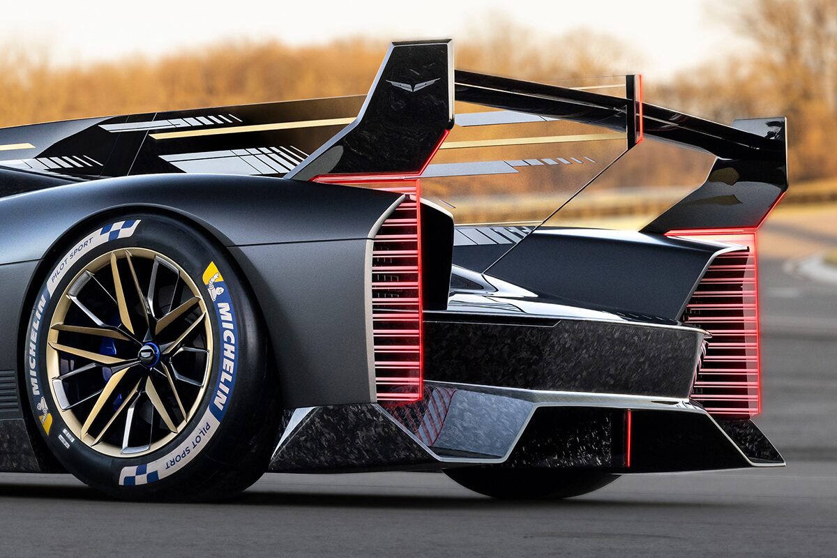 The Cadillac GTP Hypercar Concept Vehicle's Rear End and Spoiler