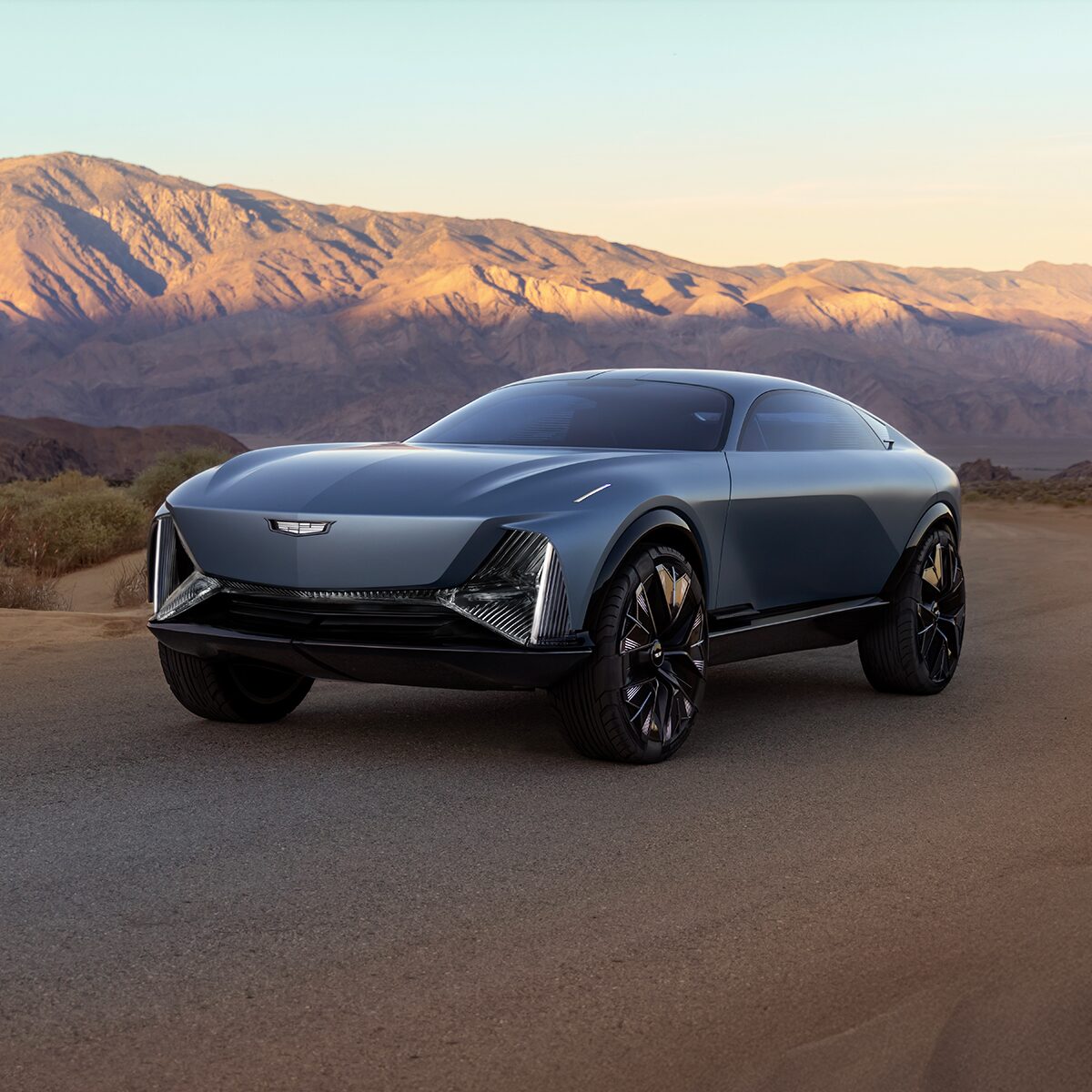 Three-quarter View of the Cadillac Elevated Velocity Concept Vehicle Parked in the Desert