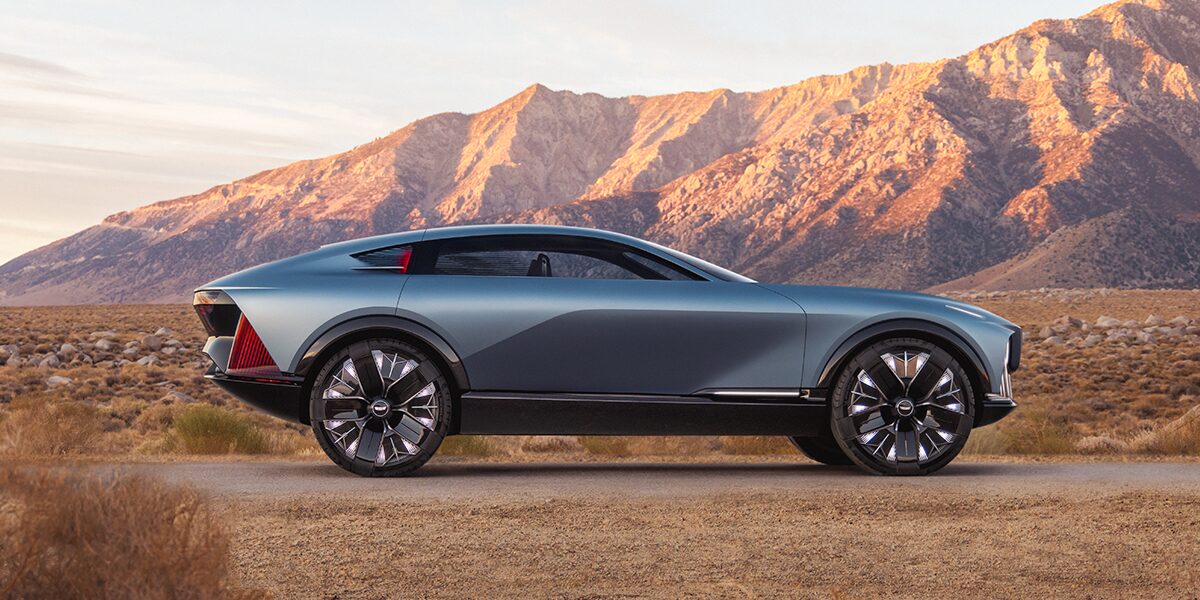 Profile View of the Cadillac Elevated Velocity Concept Vehicle Parked in the Desert