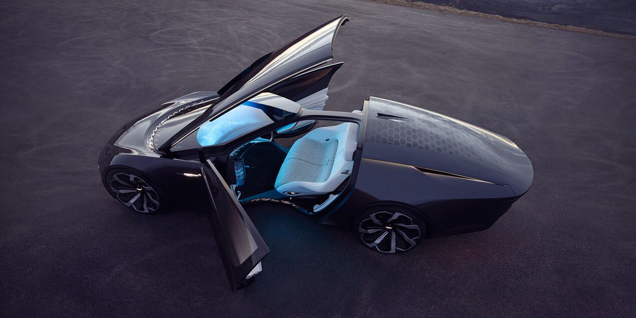 Top View of the Cadillac InnerSpace Concept Vehicle with the Doors and Roof Top Open