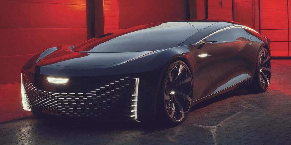 Three-quarters View of the All-black Cadillac InnerSpace Concept Vehicle