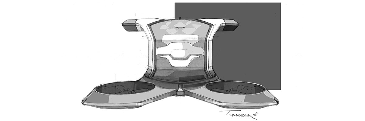 A Black and White Sketch of the Cadillac PersonalSpace Concept Vehicle