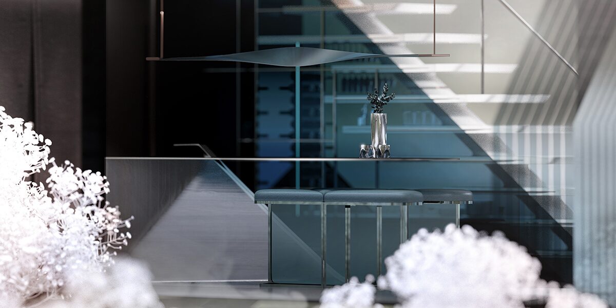 A Vase Sitting on the Table in the Interior of the Cadillac OpenSpace Concept Vehicle