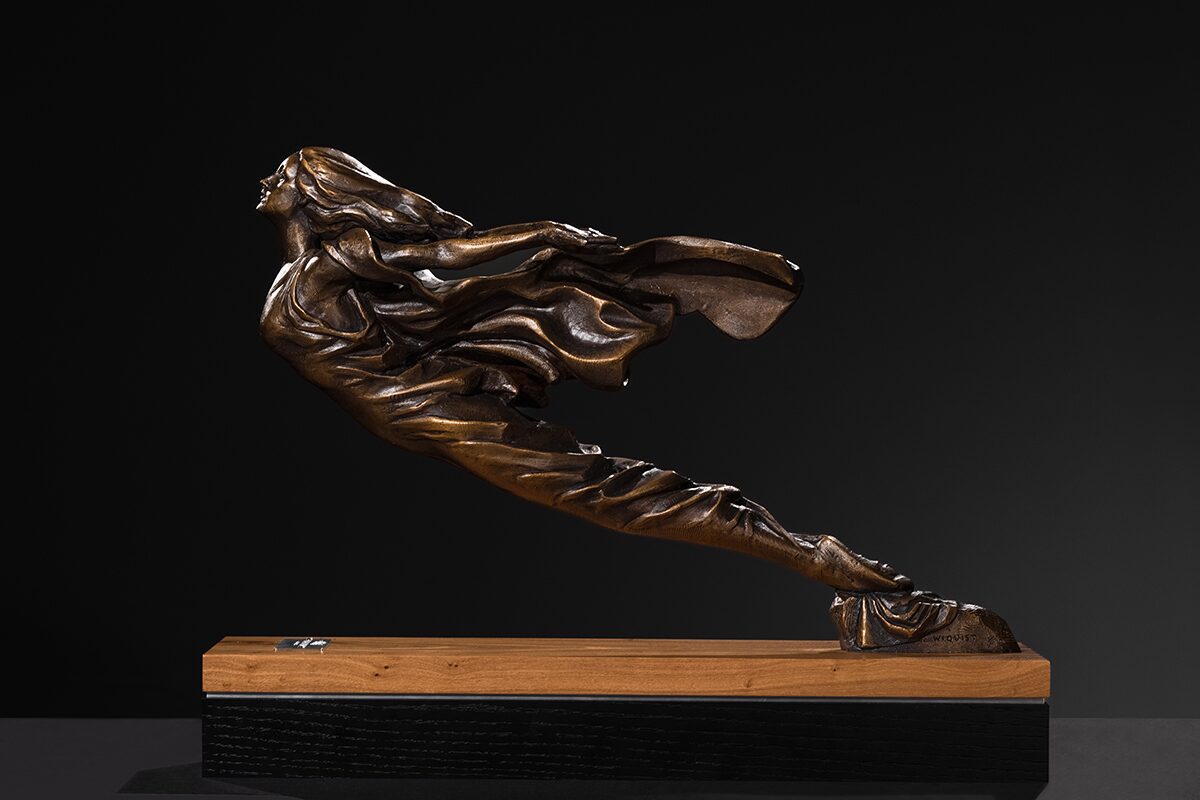 Bronze Cadillac Hood Ornament Statue Side View