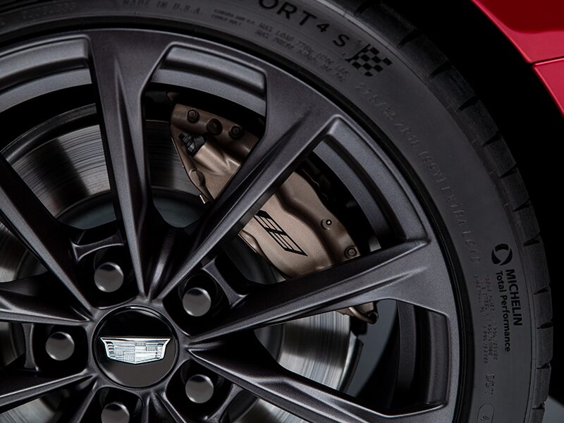 Close-up View of the 2025 CT4-V Brembo Brakes within the Wheel