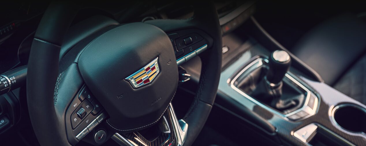 Close-up View of the Luxurious 2025 CT4-V Steering Wheel