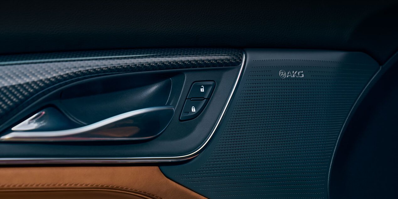 Close-Up View of the Premium AKG Speakers in a 2025 Cadillac CT5