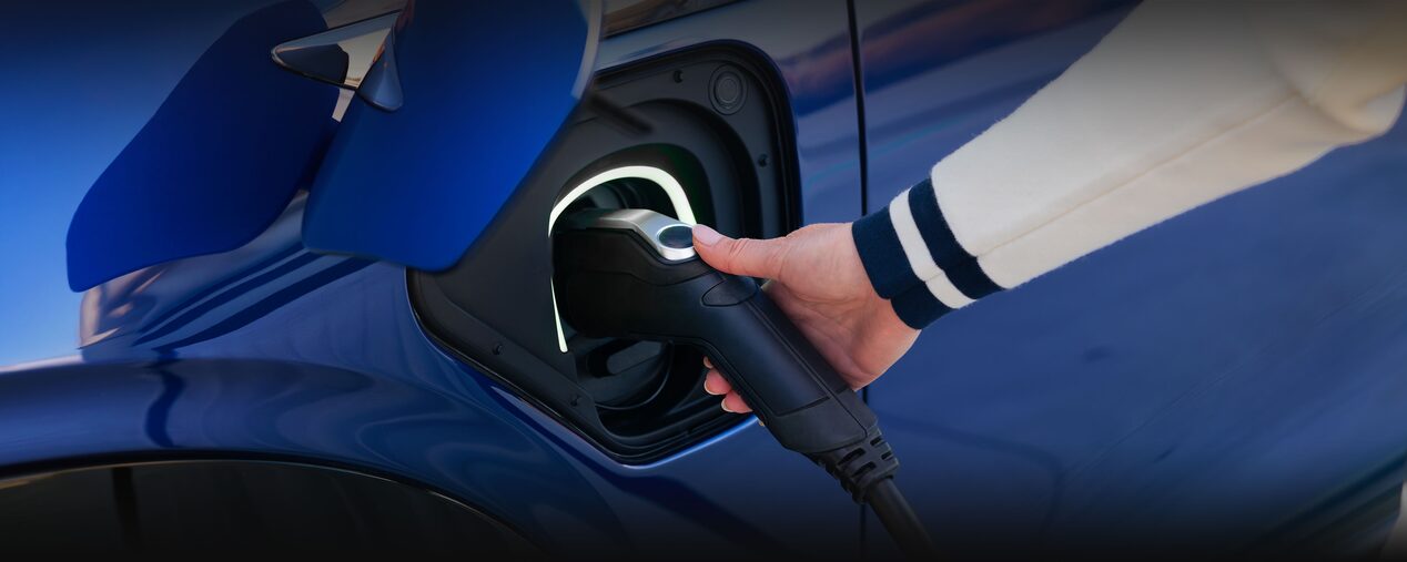 Close-up of a Blue 2026 VISTIQ's EV Charging Port