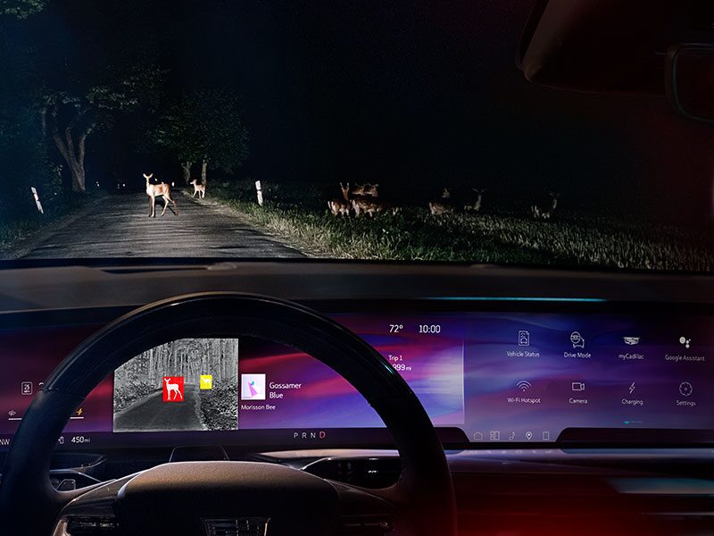 Driver View of the 2026 ESCALADE IQ Night Vision Being Utilized on Dashboard