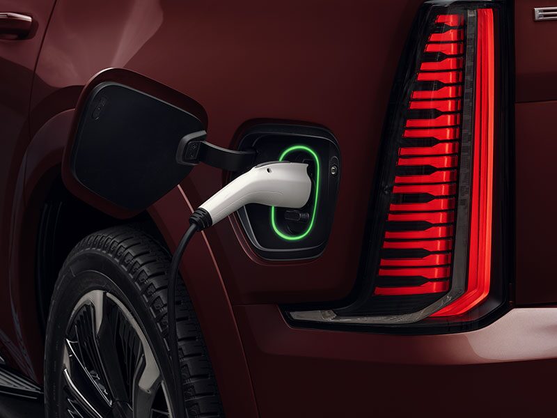 Close-up of an EV Charger in the 2026 ESCALADE IQ Charger Port