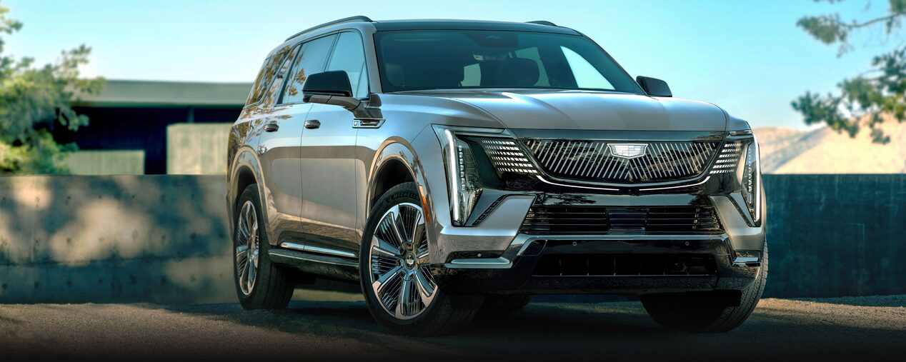 Front Three-Quarter View of a Parked 2026 ESCALADE IQL Large Electric SUV