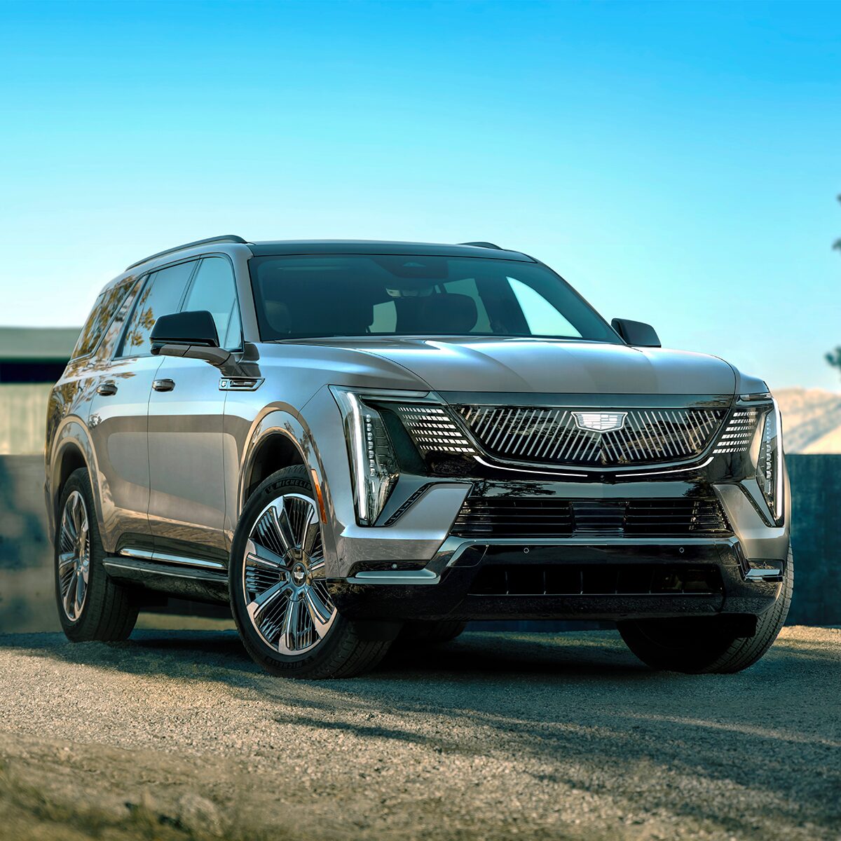 Front Three-Quarter View of a Parked 2026 ESCALADE IQL Large Electric SUV