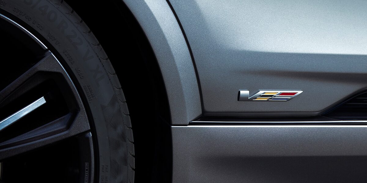 V-Series Logo on 2026 Cadillac LYRIQ-V Exterior near Wheel