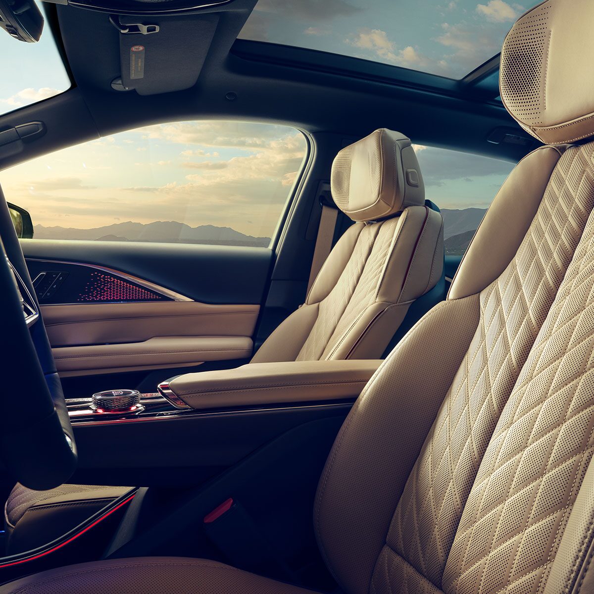 Driver Seat View of the Cadillac LYRIQ Front Row Premium Seating and Cabin