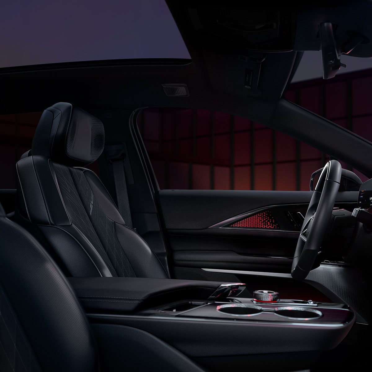 Passenger Seat View of the 2026 LYRIQ-V Front Row Interior and Sleek Dashboard