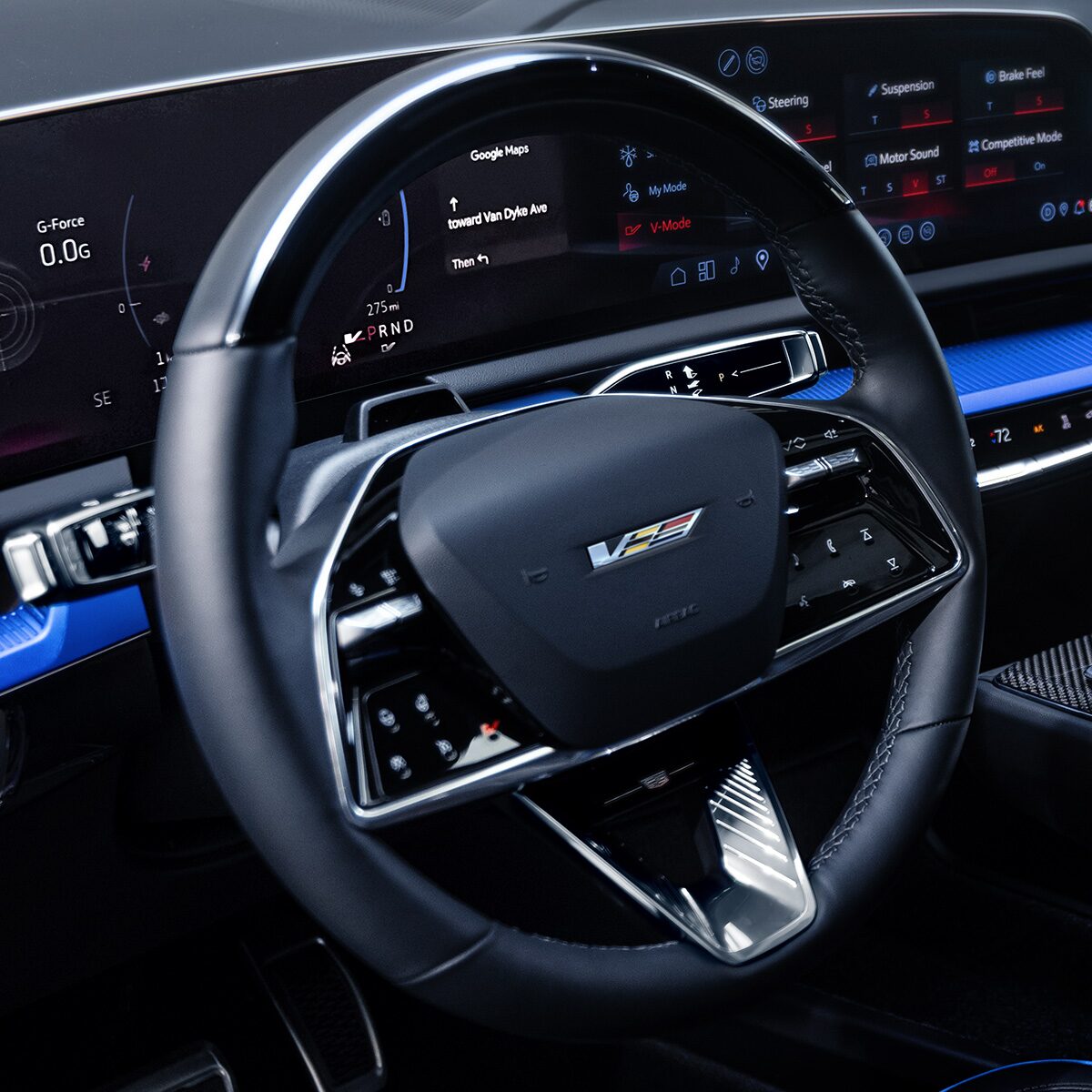 Close-up of the 2026 OPTIQ-V Performance Steering Wheel