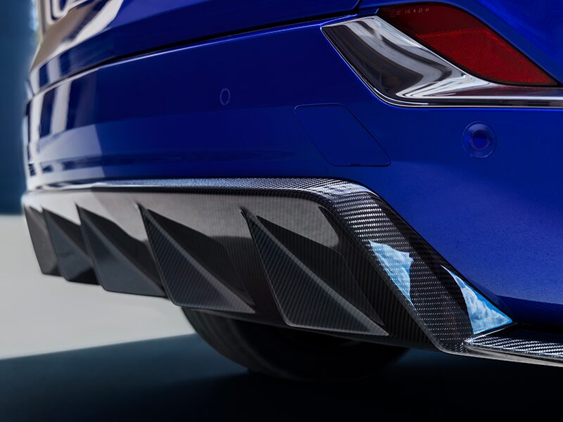 Close-up of the Genuine Carbon Fiber on the Rear End of the 2026 OPTIQ-V