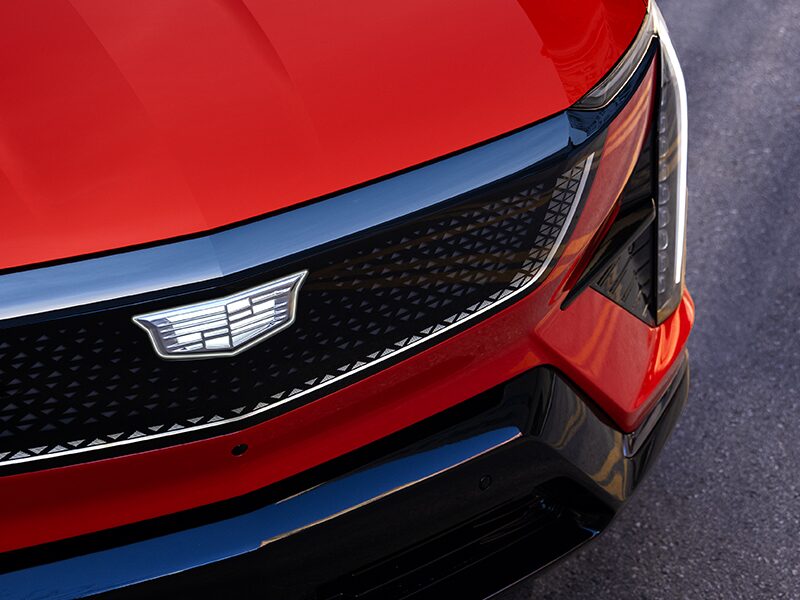 A Close Up View of the 2026 Cadillac OPTIQ Grille and Cadillac Logo