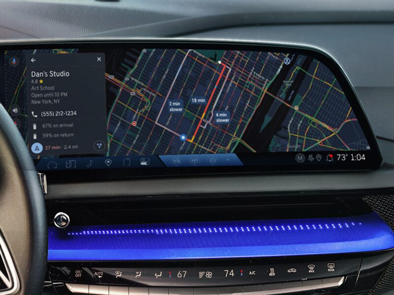Google Maps Displayed on the Infotainment Screen in the 2026 Cadillac OPTIQ