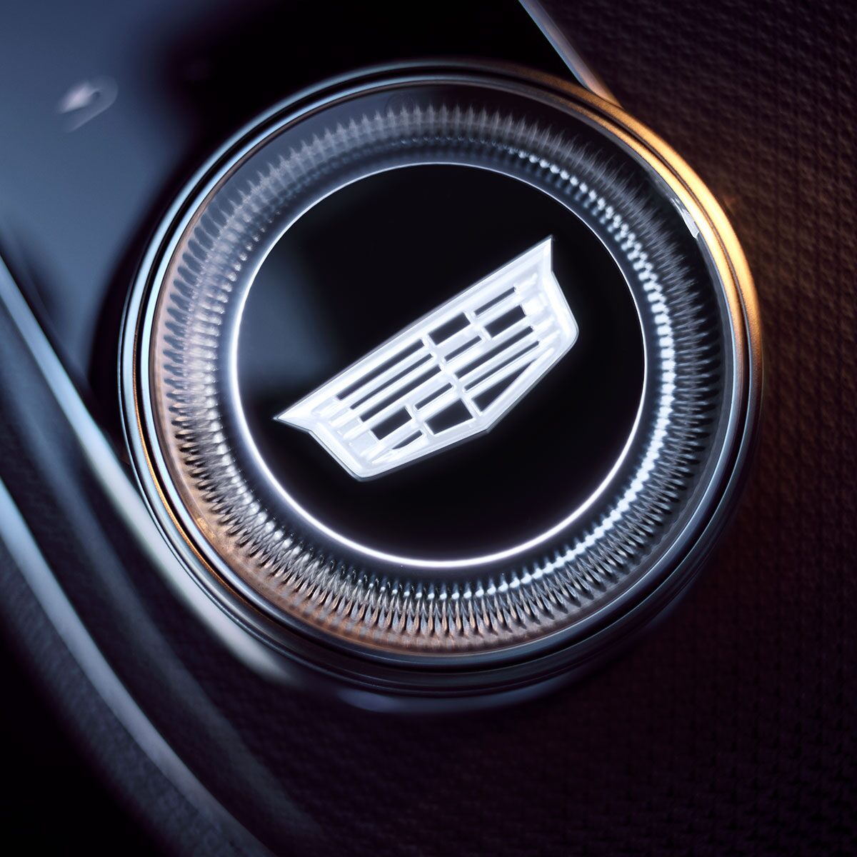 Close Up of the Gear Knob with a Cadillac Logo in the Center