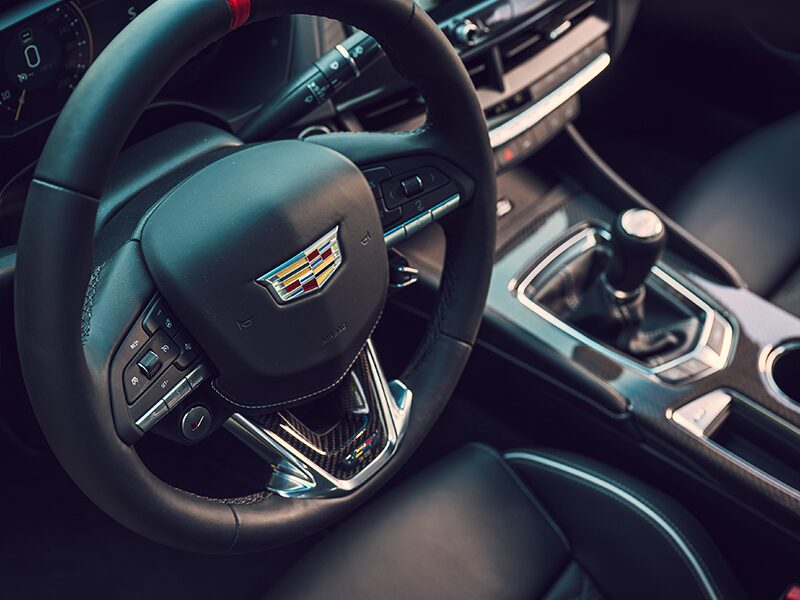 Close-up View of the Luxurious CT4-V Steering Wheel