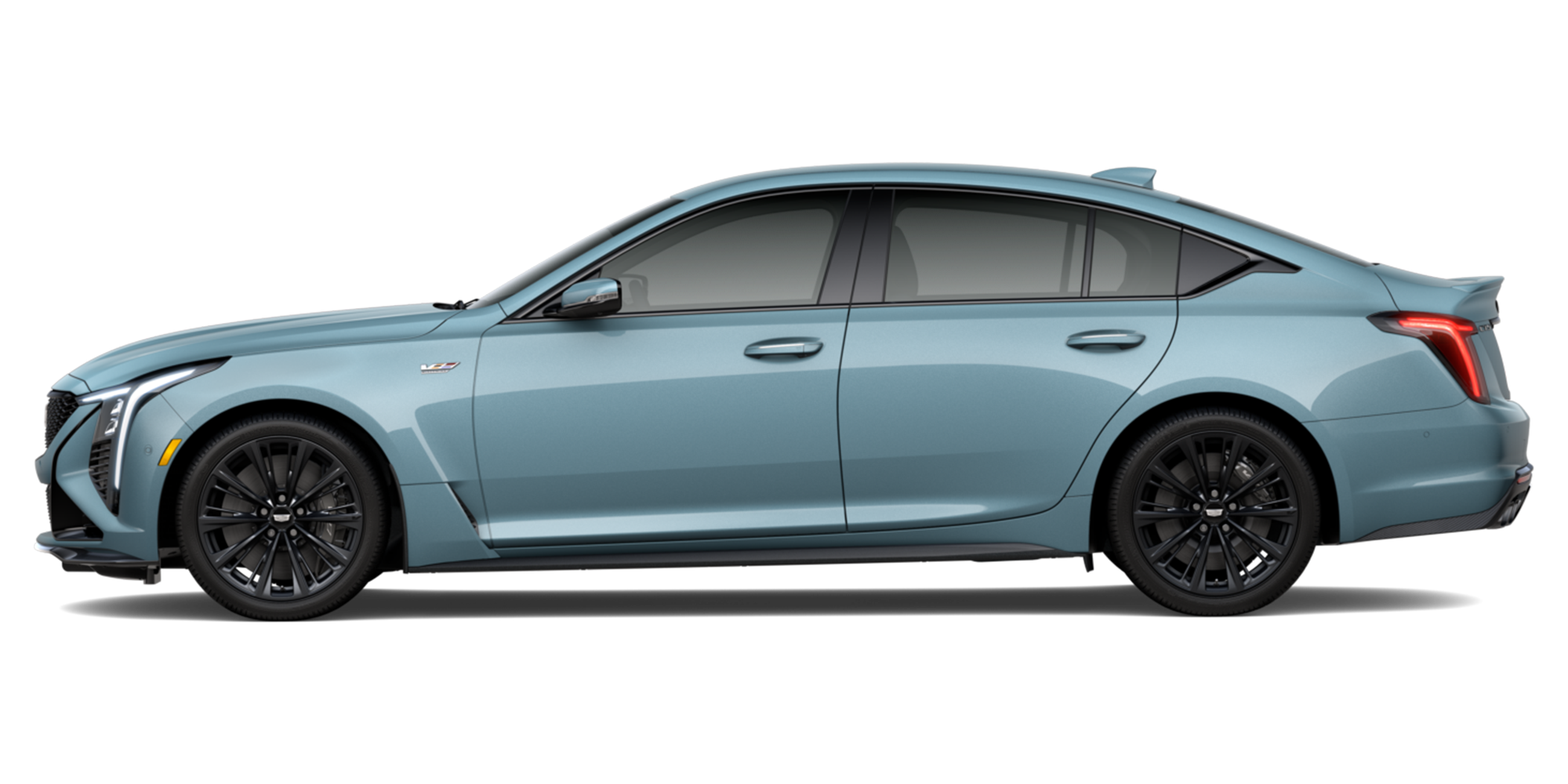 Driver Side Profile of a Light Blue  Cadillac CT5-V