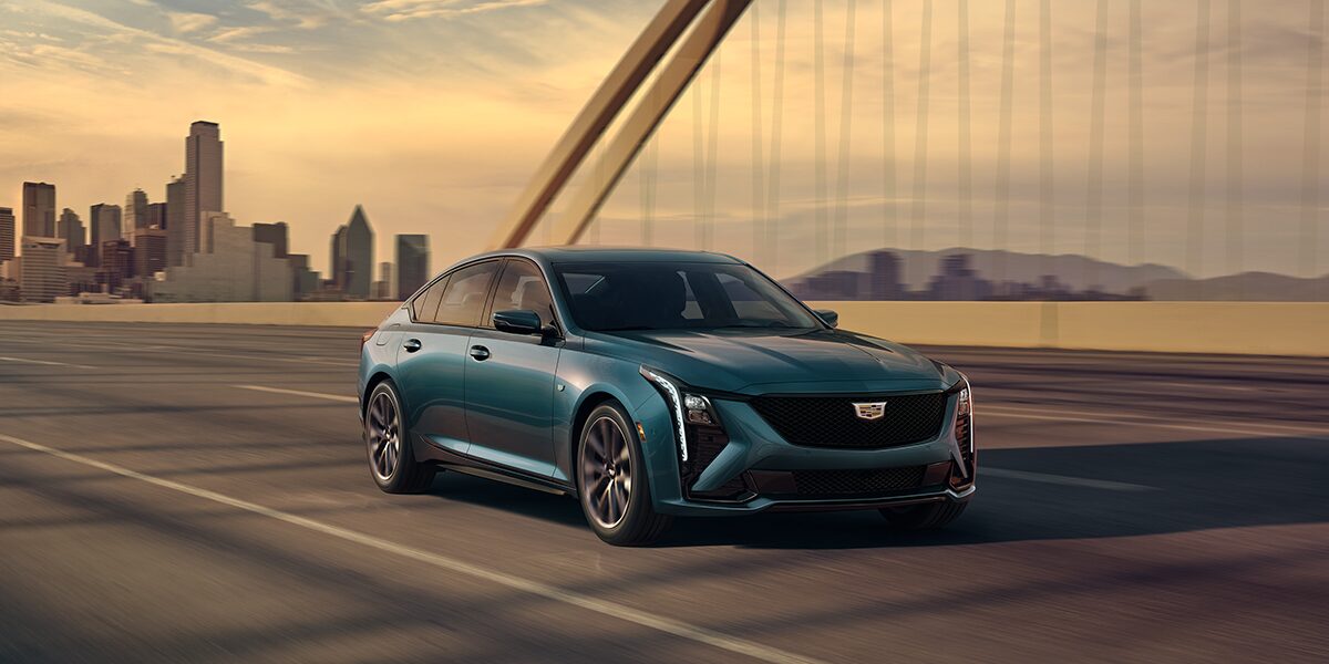 Front View of the Sleek 2026 Cadillac CT5 Sport Parked in Warehouse