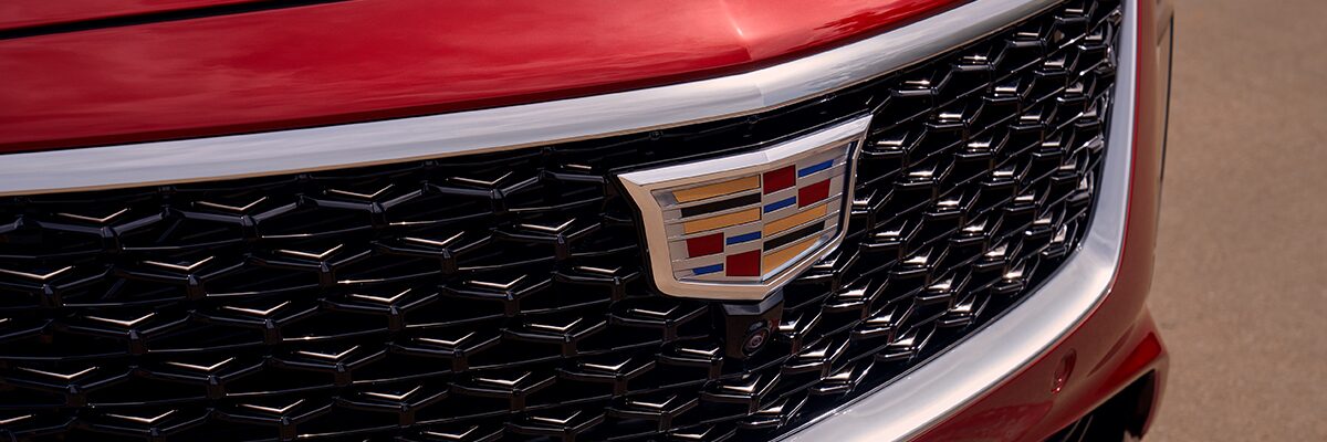 Close-Up View of Cadillac Crest Above 2026 CT5 Trunk License Plate