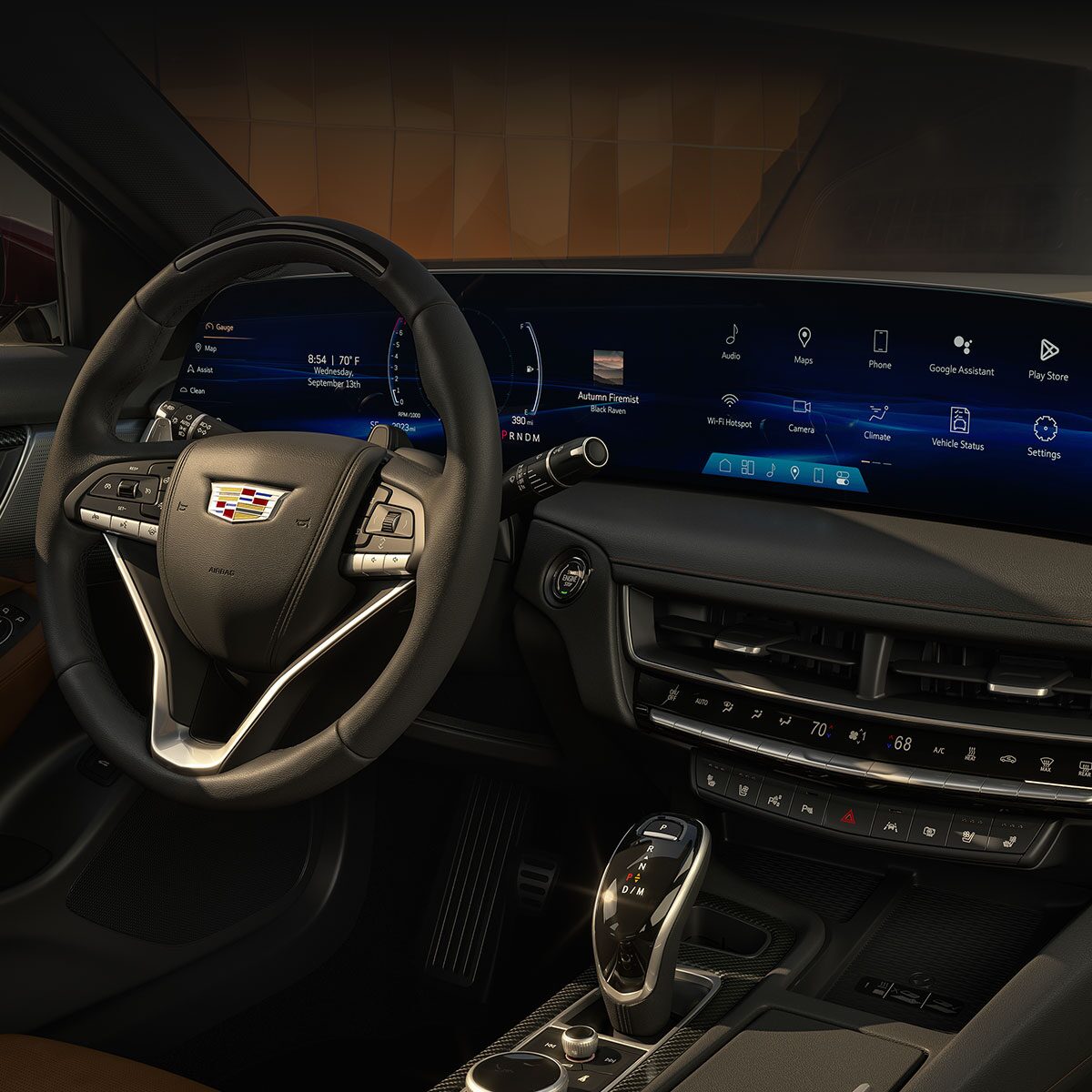  Passenger Side View of Sleek Dashboard and LED Display Screen in Cadillac CT5