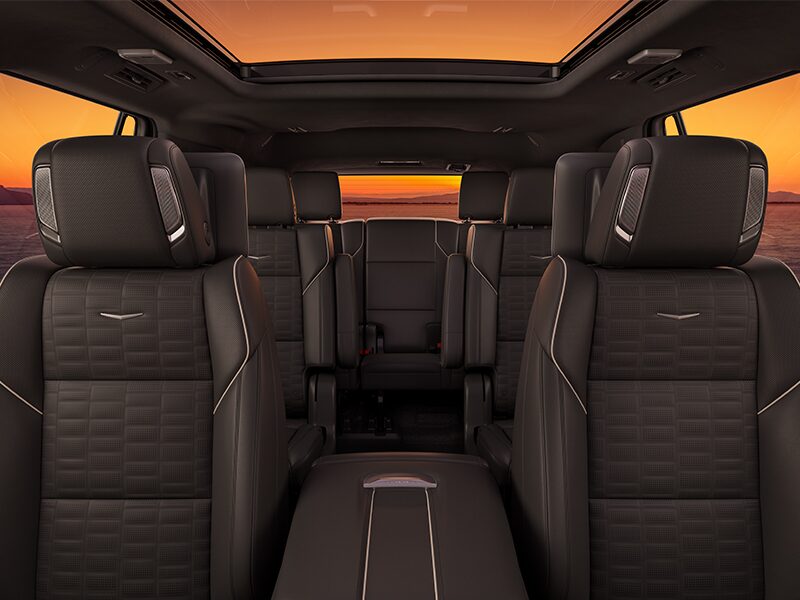 Front Row View of the 2026 Cadillac Escalade's Spacious Three-Row Seating