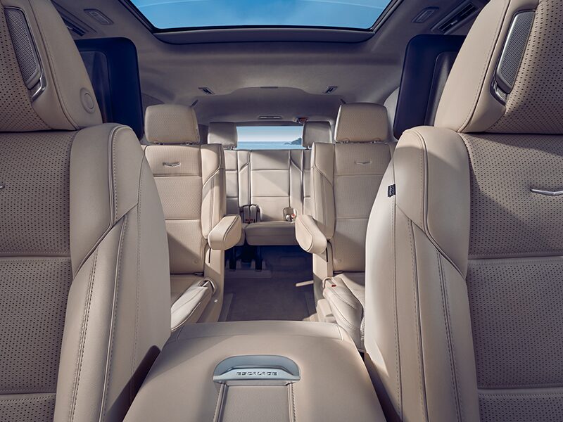 Front Row View of the 2026 Cadillac Escalade's Spacious Three-Row Seating