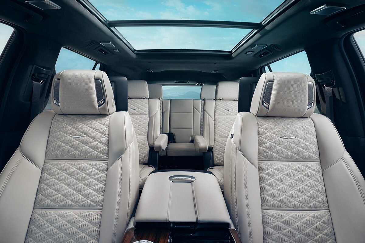 Front Row View of the 2026 Cadillac Escalade's Spacious Three-Row Seating