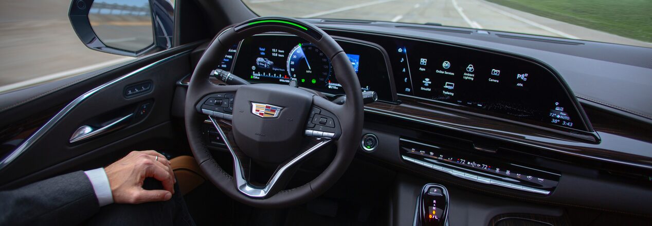 Front Row View of the 2025 Cadillac Escalade's Pillar-To-Pillar 55" Diagonal Display