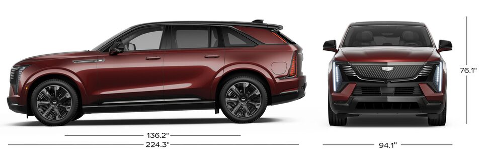 A Side Profile and Front View of the 2026 ESCALADE IQ