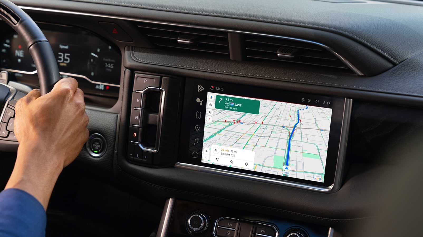 View of the GMC Infotainment Screen Displaying the Navigations App