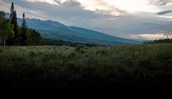 A Beautiful Landscape View of a Green Valley with a Mountains Range in the Distance