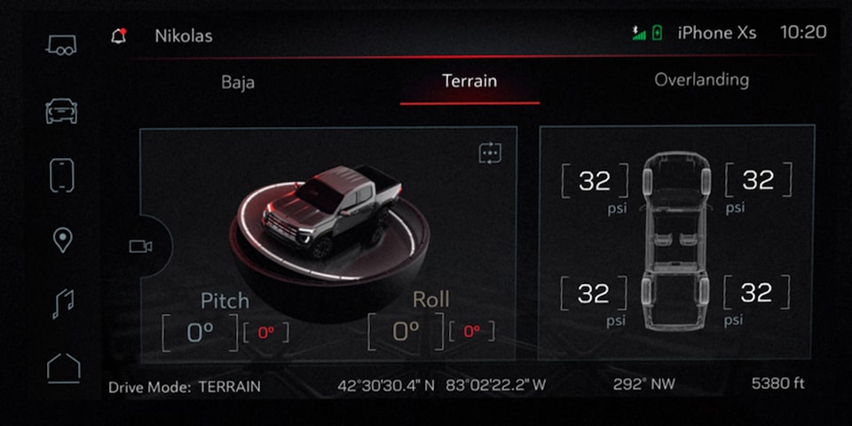 Close-up of the GMC Infotainment Screen Displaying Drive Mode