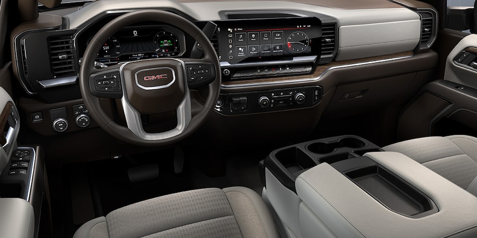 The Drivers Side View of the Interior Dashboard in a GMC Truck