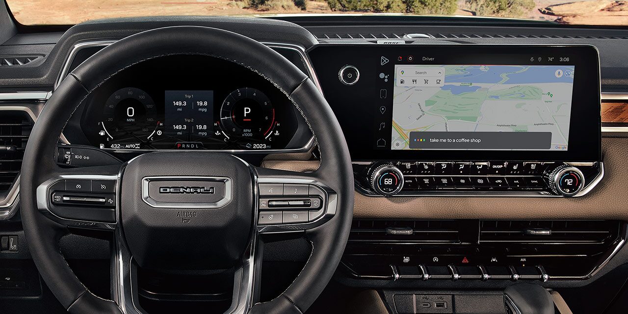 The GMC Infotainment System Displaying the Google Maps Feature