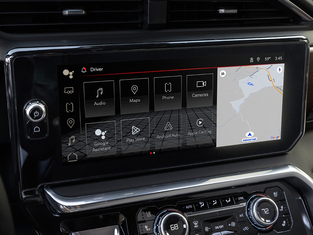 Close-up View of the GMC Premium Infotainment System with Google Built-in Compatibility