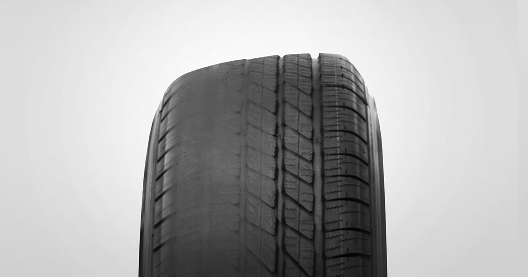 Tire camber wear example from GMC Certified Service