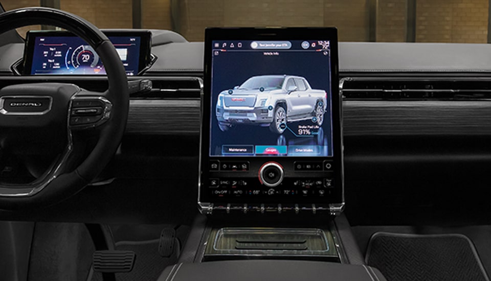 A Closeup of a GMC EV Interior Screen