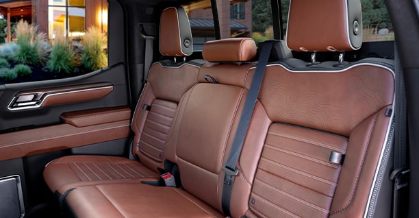 Interior Rear Seats of a GMC Truck