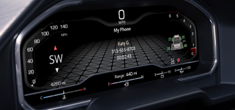 Close-up of a GMC Tire Pressure Monitoring System Dashboard