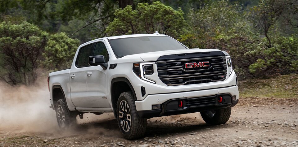 white GMC truck