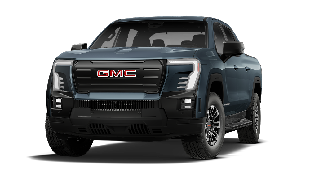 Three-quarter View of a Blue 2026 GMC Sierra EV