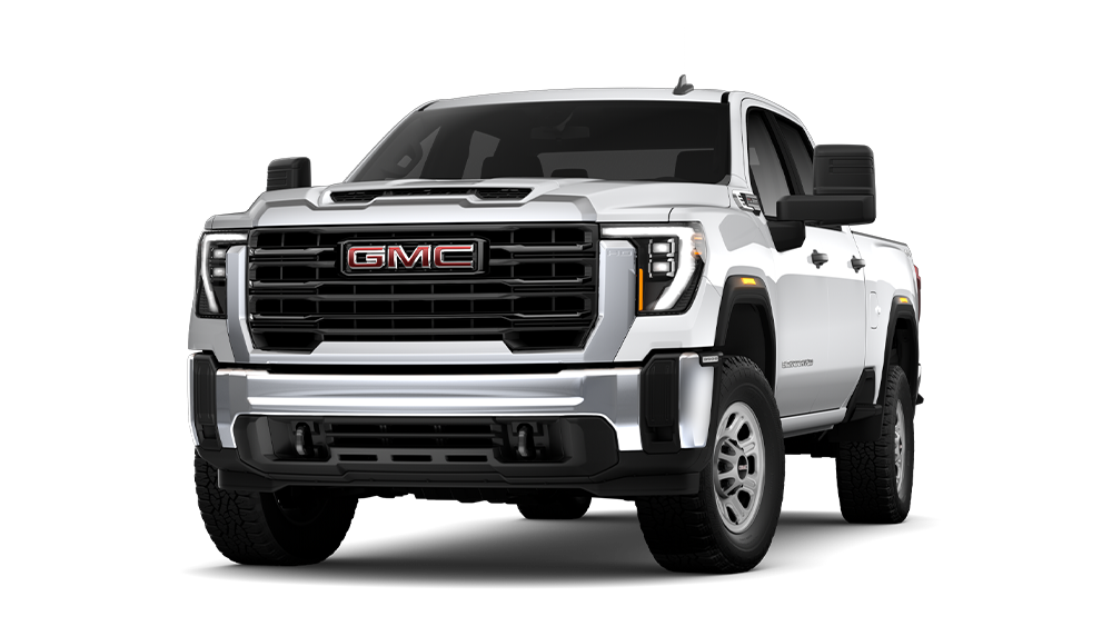 Front Three-Quarters View of the GMC 2026 Sierra HD in the Color Summit White