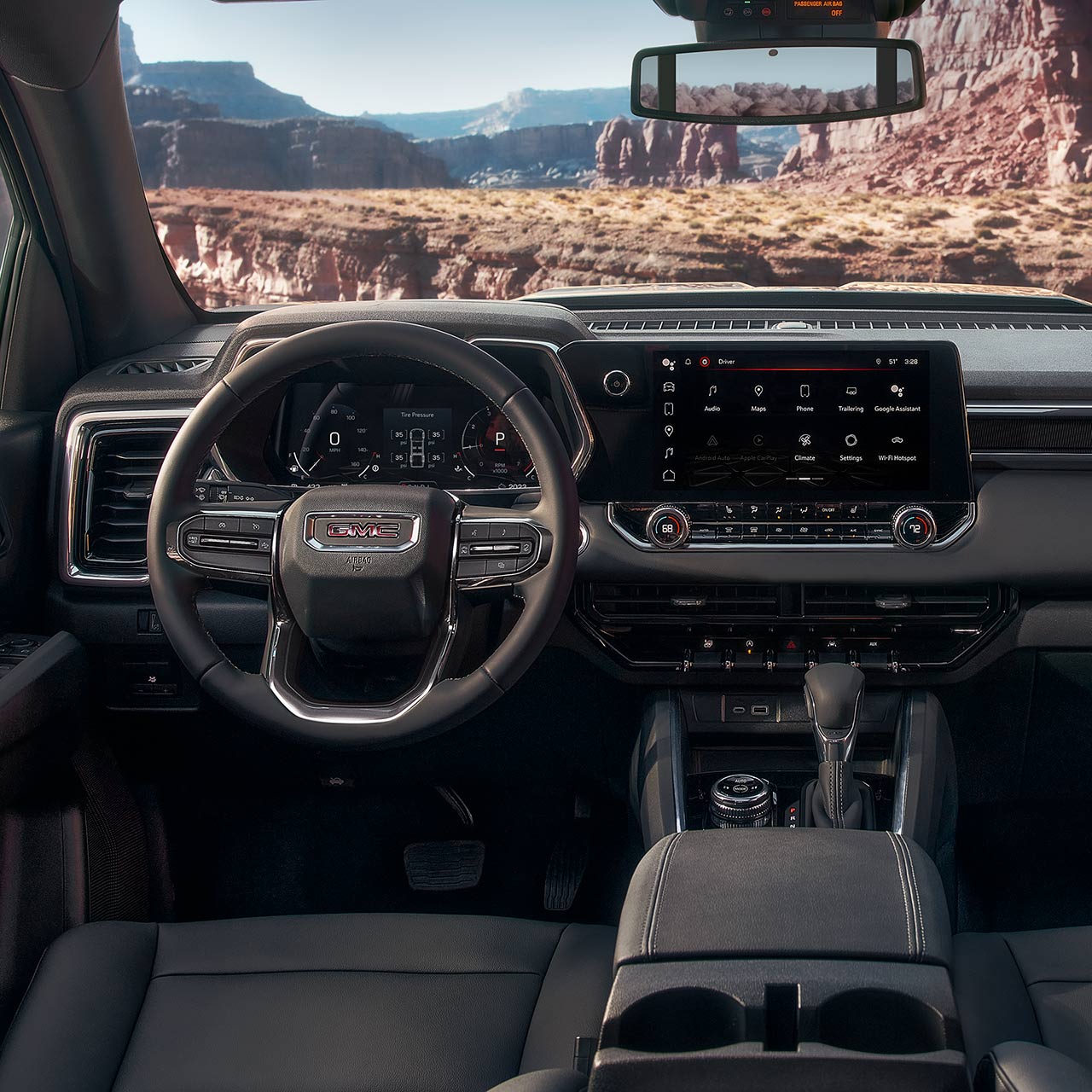 Interior View of the Vehicles Dashboard in the GMC Canyon Mid-Size Truck