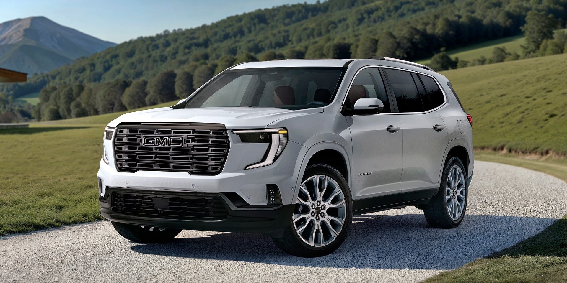 Front Three-Quarters View of the GMC Acadia Denali Ultimate Luxury Mid-Size SUV